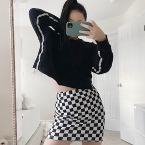 Black And White Checkered Plaid Skirt
